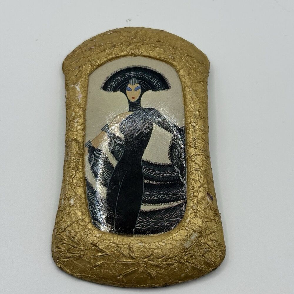 Signed Alice Gamse Art to Wear Paper Mache Art Deco Brooch Pin Artist Erte